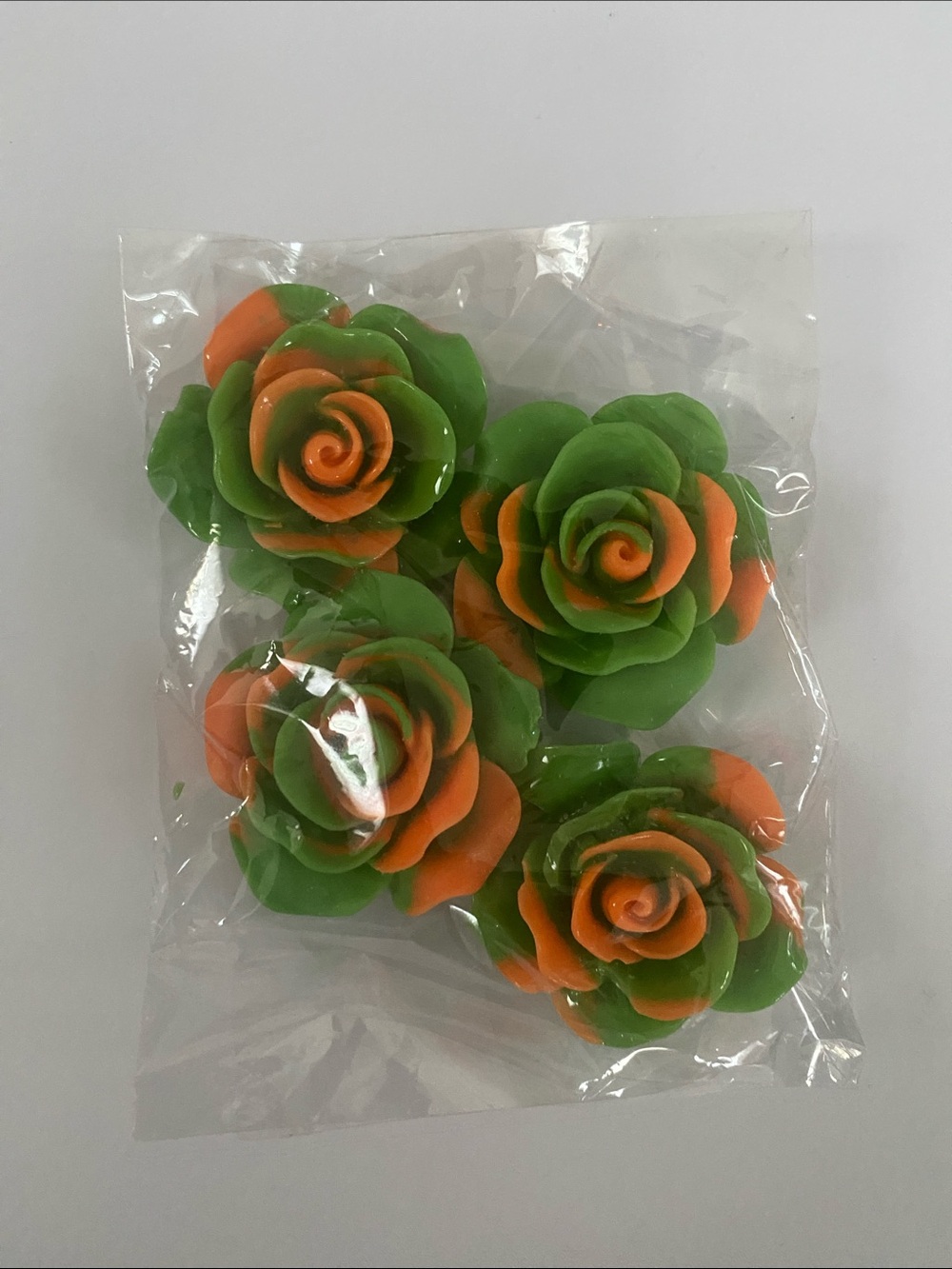 Green and Orange Flat Rose ( You Can Make Your Own Pen or Brooch